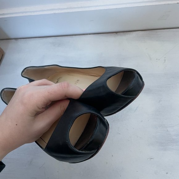 Christian Louboutin Very Prive Black Leather Peep Toe Pumps Heels - Picture 14 of 14